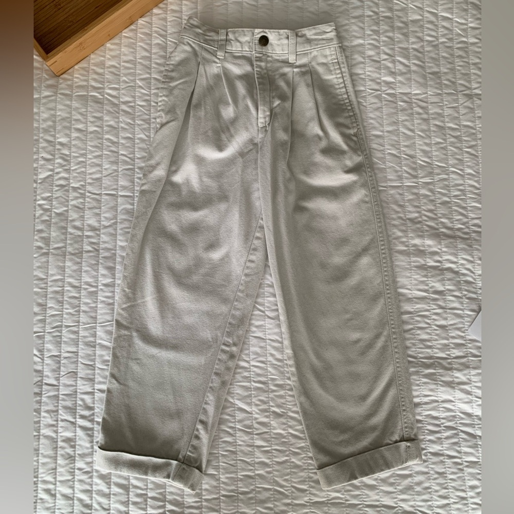J. Khaki Pants Boys Size 7 Tan Classic Cuffed Hem Pleated Front Cotton